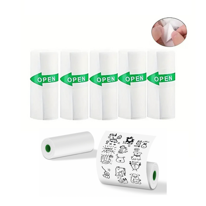 White Adhesive Paper Rolls 5-Pack